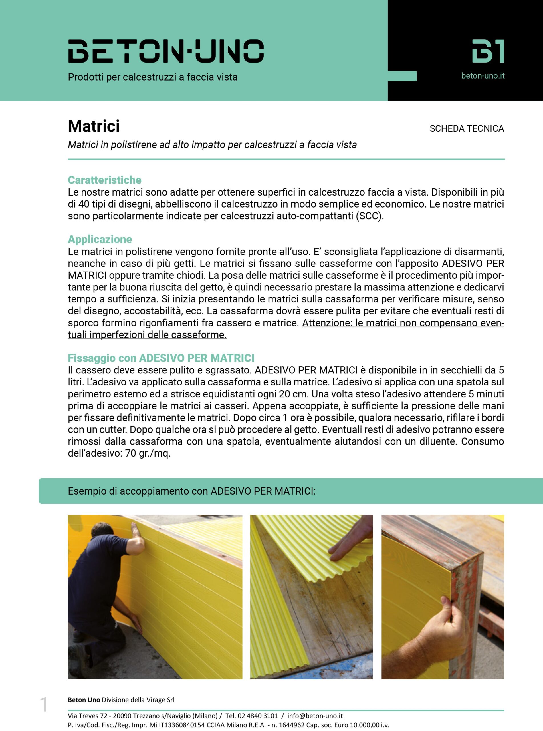 Scheda tecnica Matrici Beton Uno ottobre2023